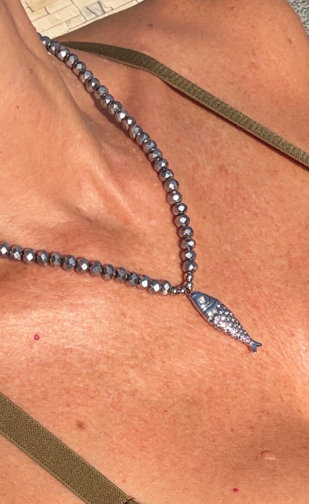 Tash Crystal Necklace with Fish