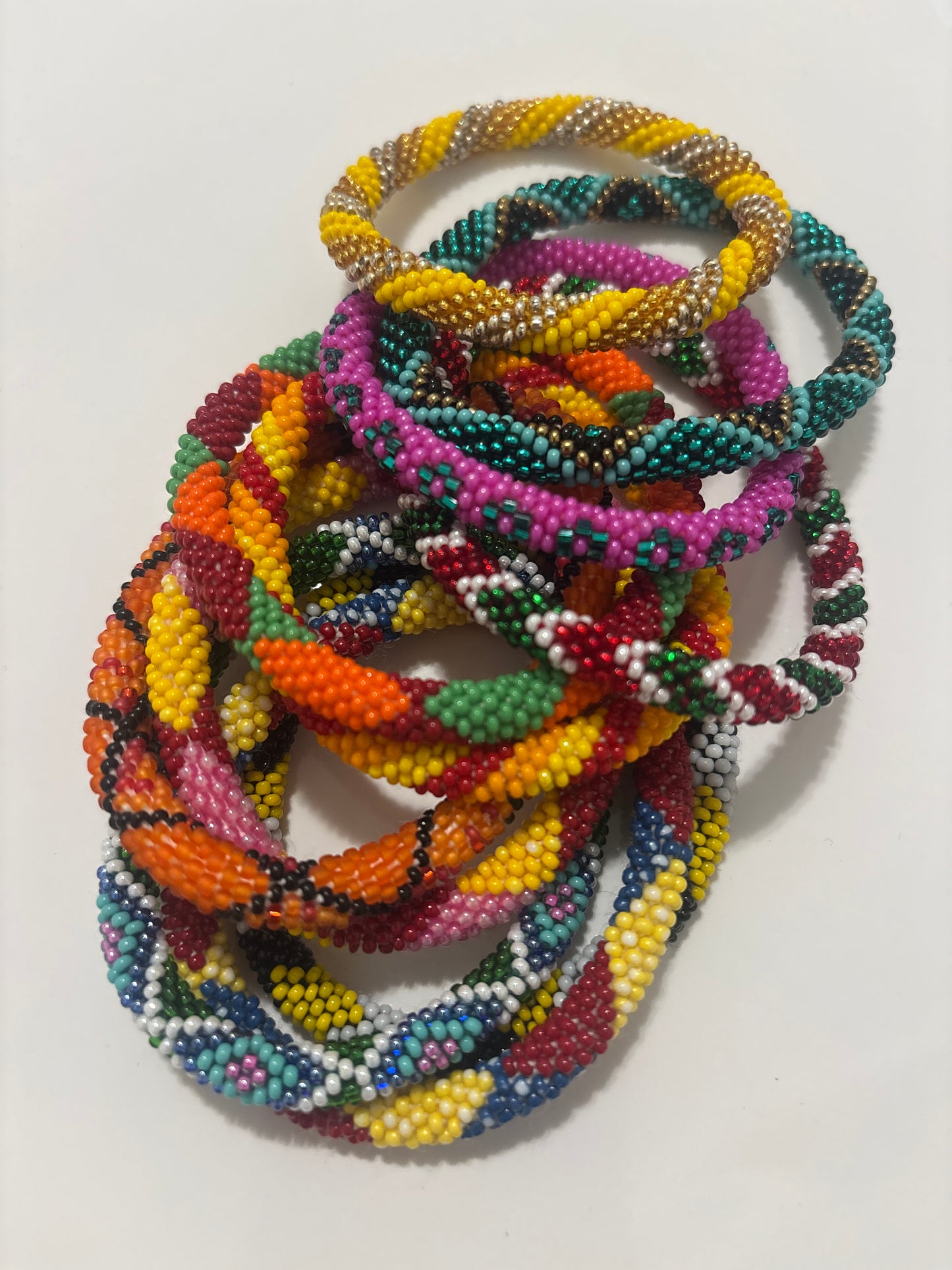 Stunning Beaded Handmade Bracelets - set of 6 - mixed colors