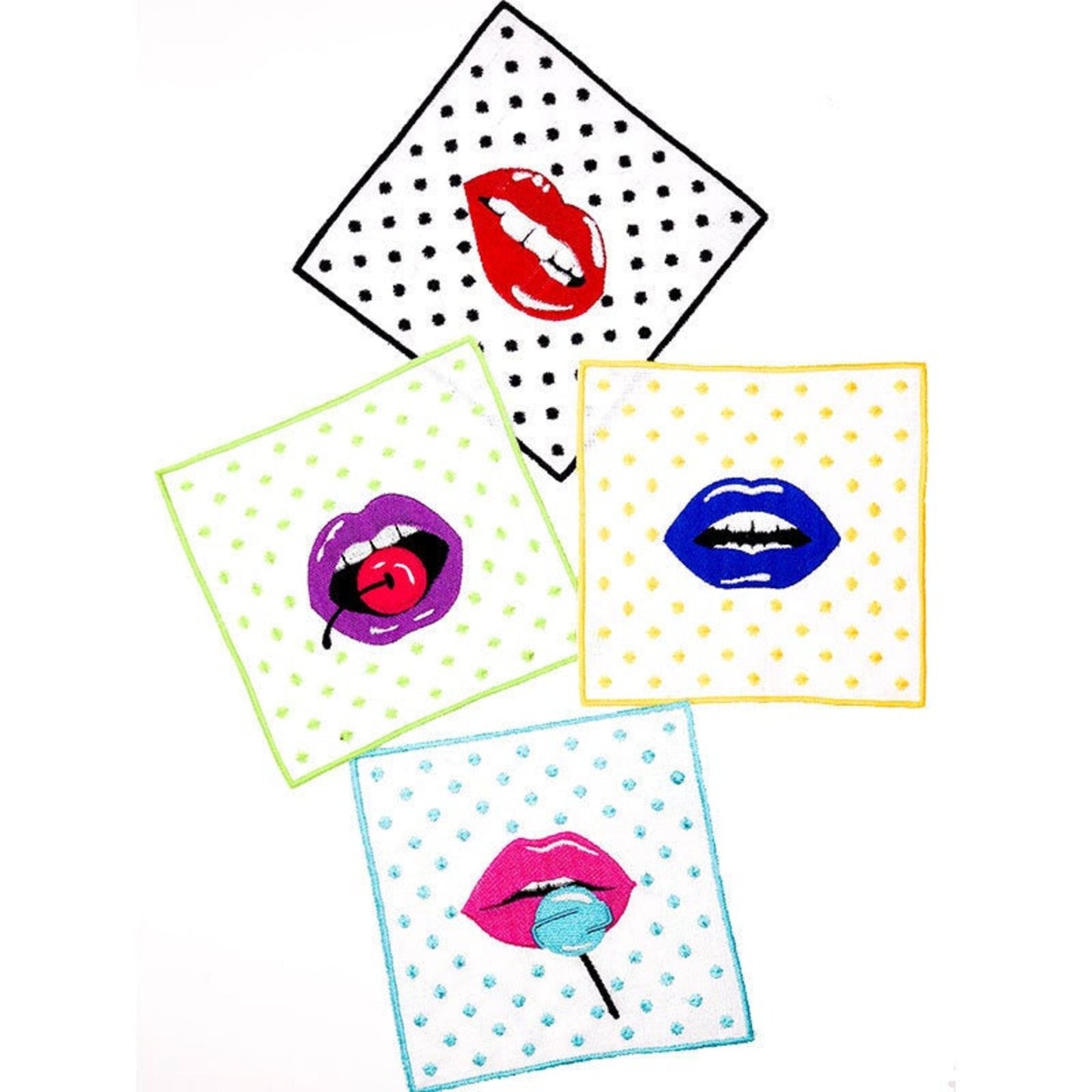 Linen Lip Pattern Party Napkins- set of 4