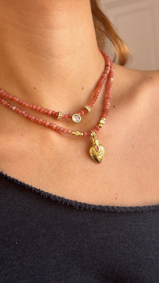 Stunning set of two Sunstone gemstone necklaces