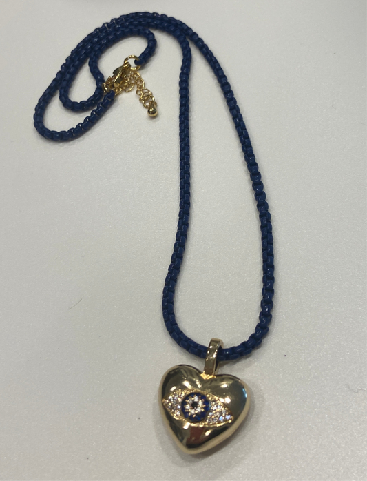 Stunning  Evil Eye Navy Necklace