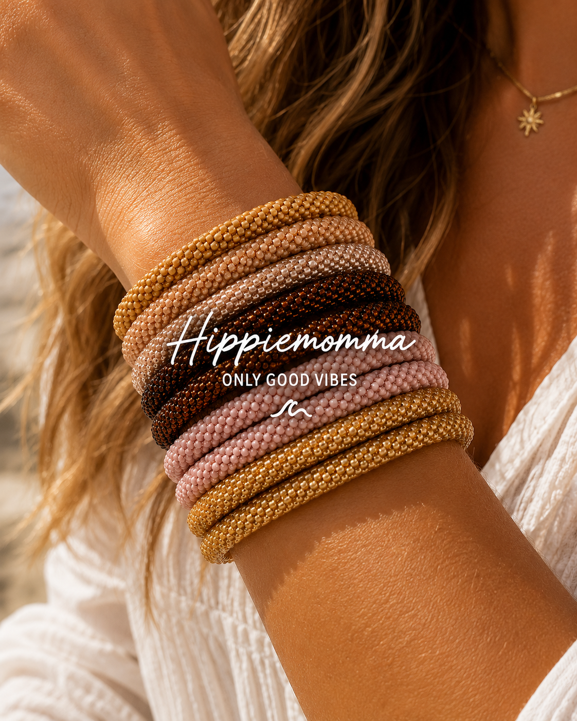 Stunning Beaded handmade Bracelets, set of 9 -  RANDOM  Earth Color Combination