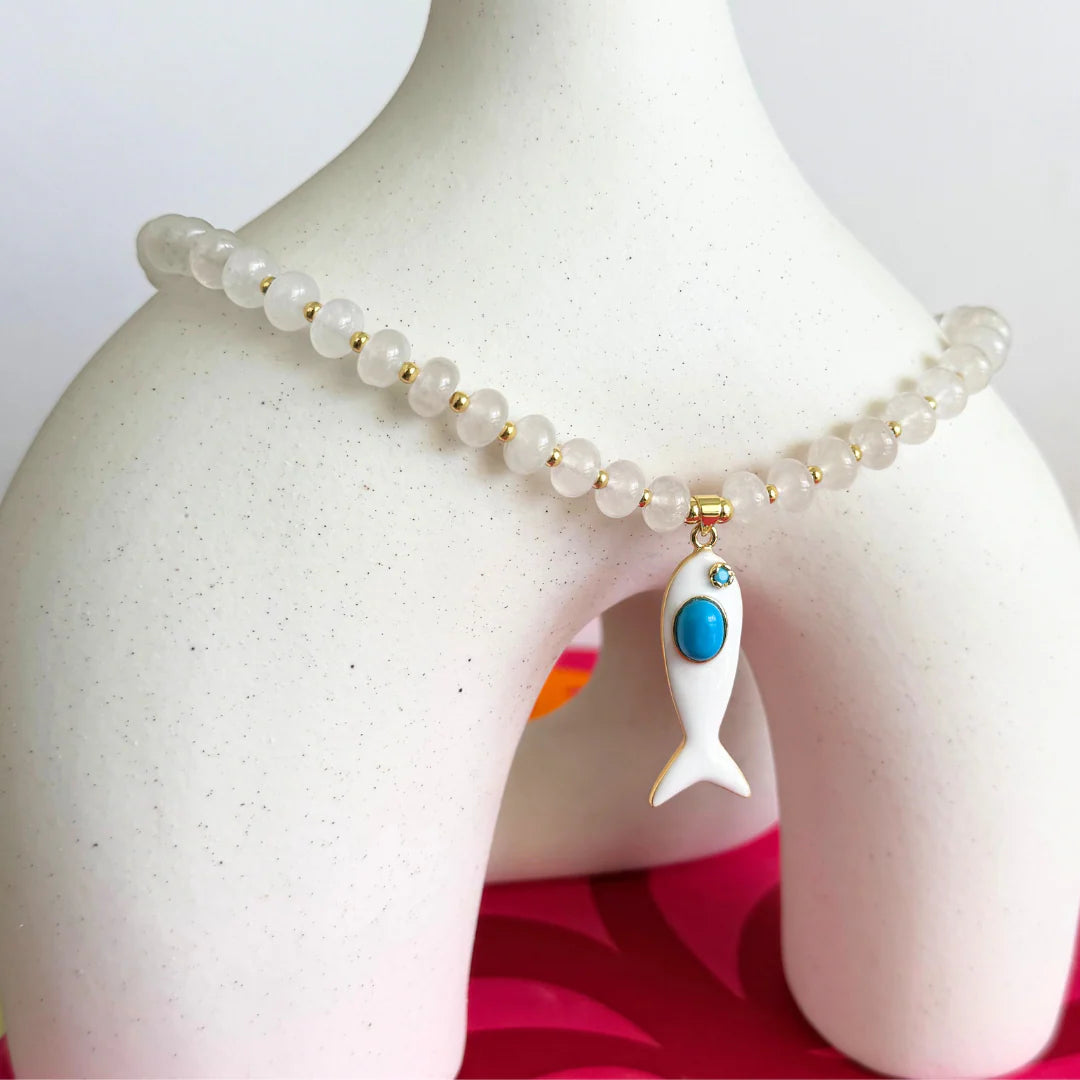 Handmade PS Beaded Necklace with Fish