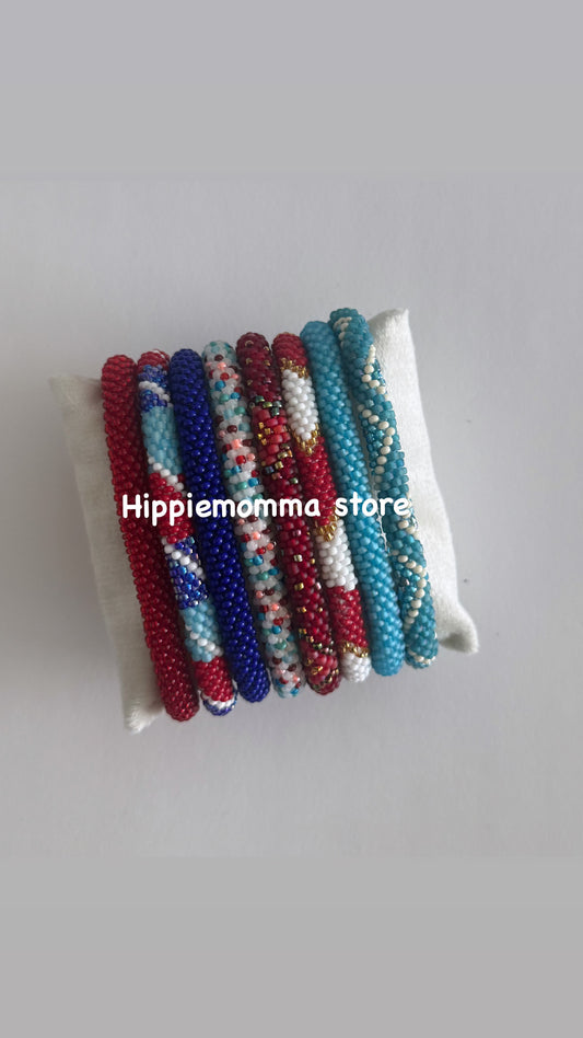 Stunning Beaded handmade Bracelets, set of 8