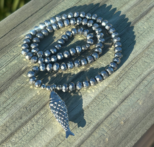 Tash Crystal Necklace with Fish
