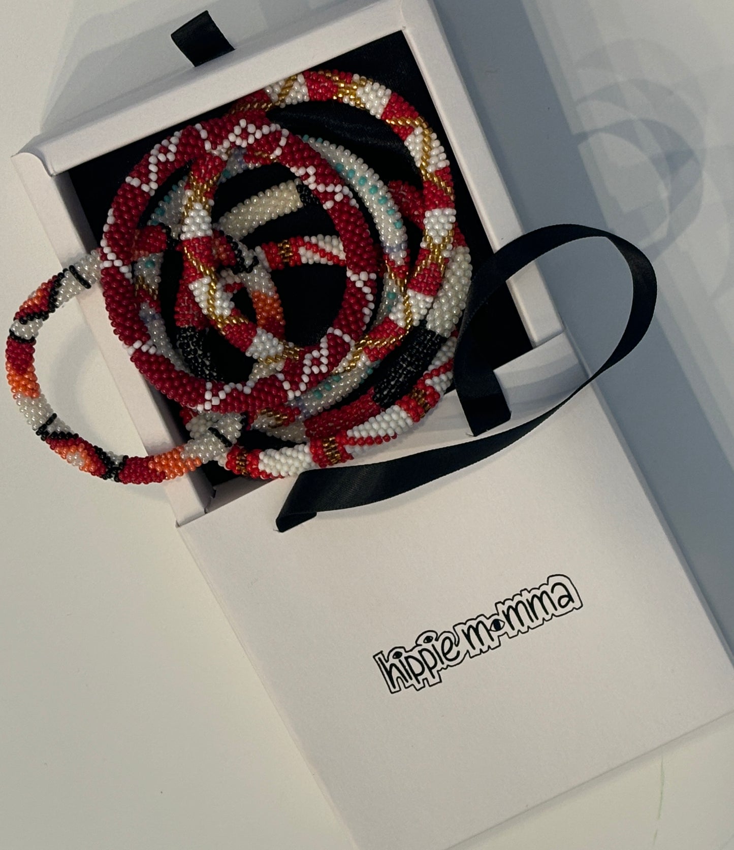 Stunning Beaded Handmade Bracelets, set of 6 - RANDOM Red Combination