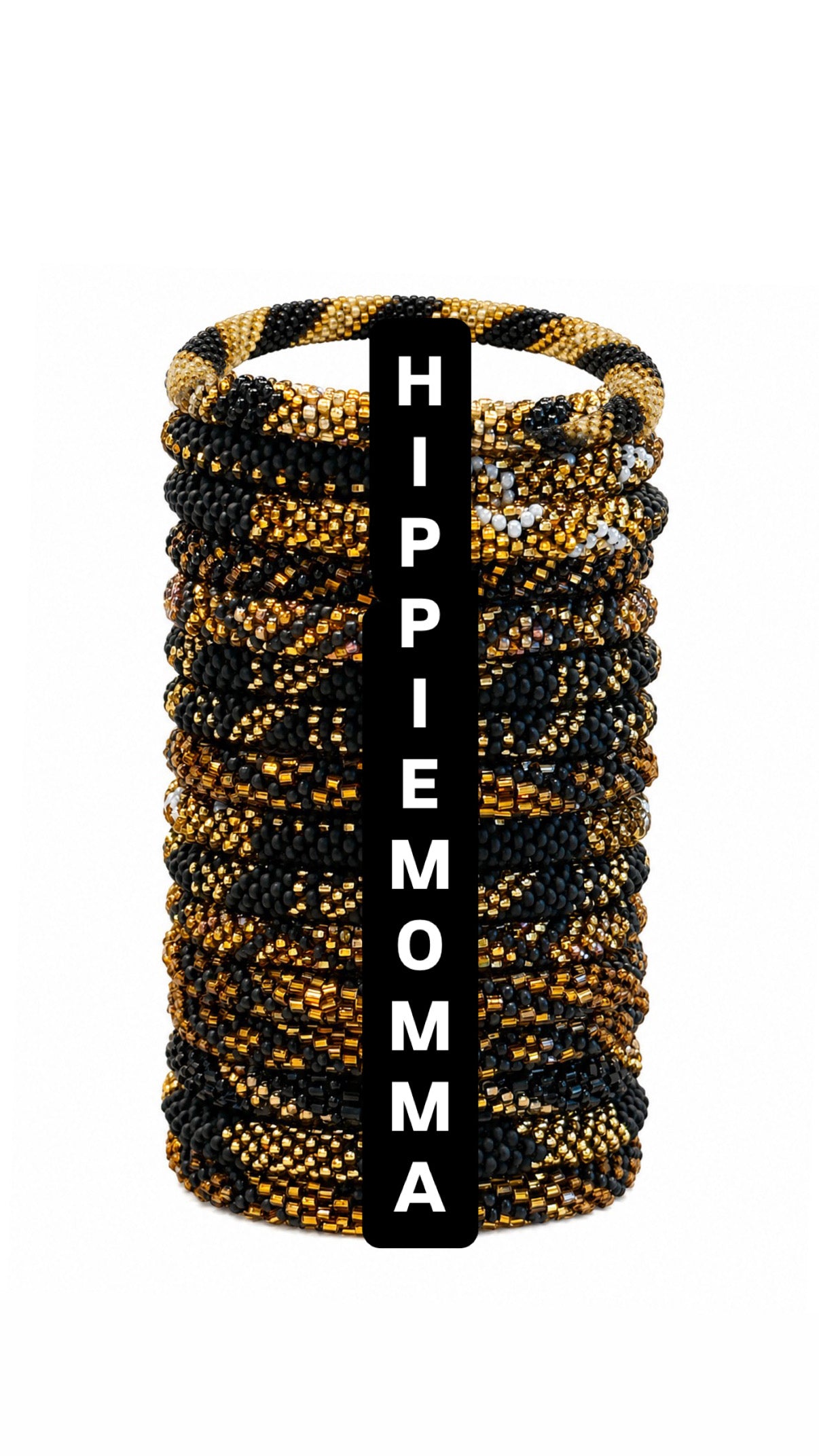 Stunning Beaded handmade Bracelets, set of 6 -  RANDOM Black and Gold combination