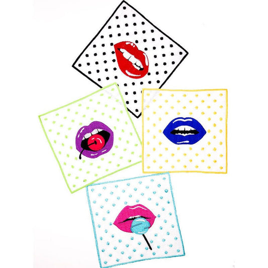 Linen Lip Pattern Party Napkins- set of 4
