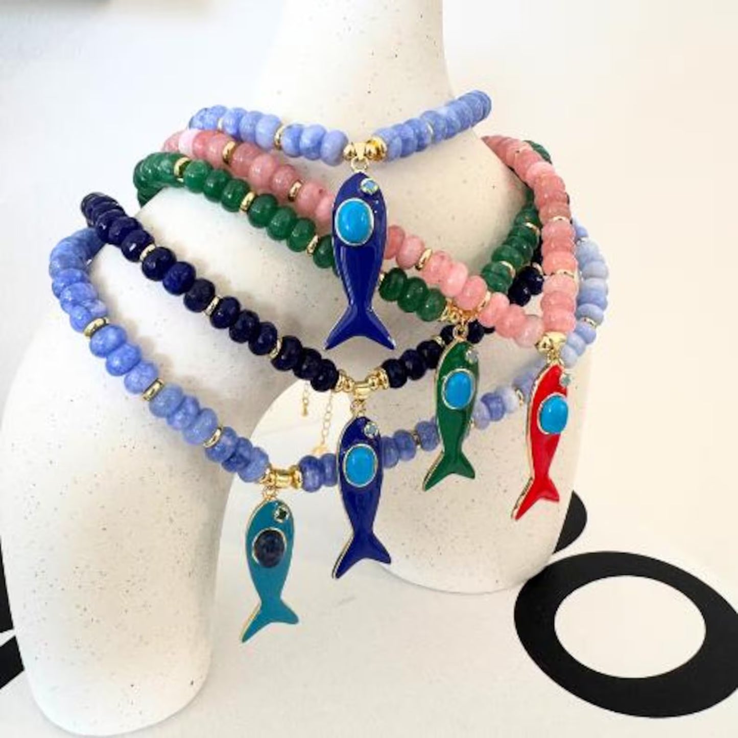 Handmade PS Beaded Necklace with Fish
